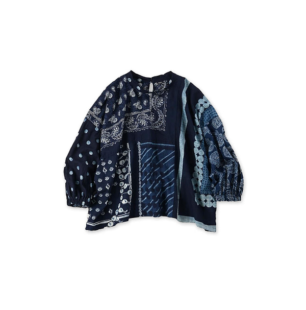 Indigo Bandana Patchwork Blouse