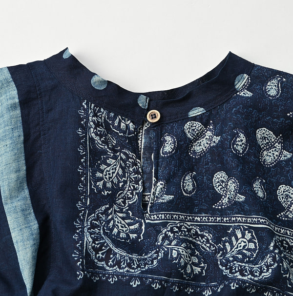 Indigo Bandana Patchwork Blouse Detail