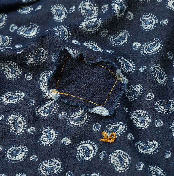 Indigo Bandana Patchwork Blouse Detail