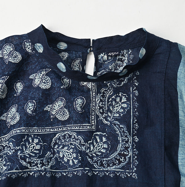 Indigo Bandana Patchwork Blouse Detail