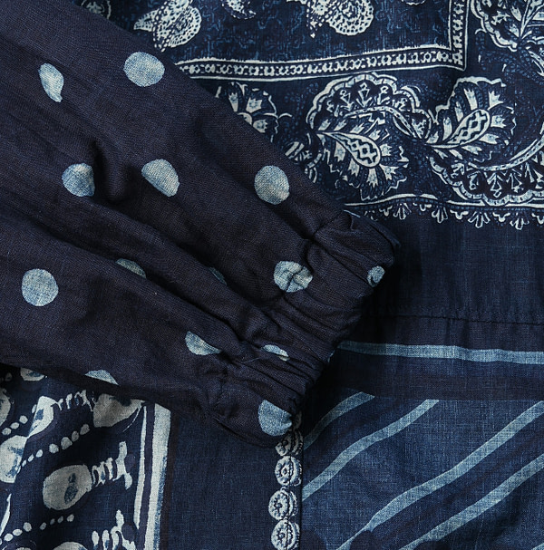 Indigo Bandana Patchwork Blouse Detail