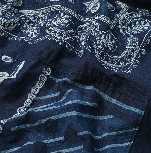 Indigo Bandana Patchwork Blouse Detail