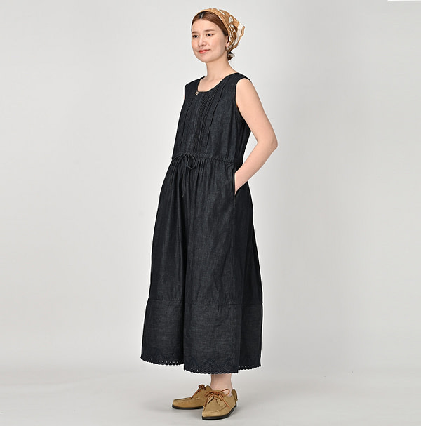 Mugihiko Denim Petti Dress Nou Female Model