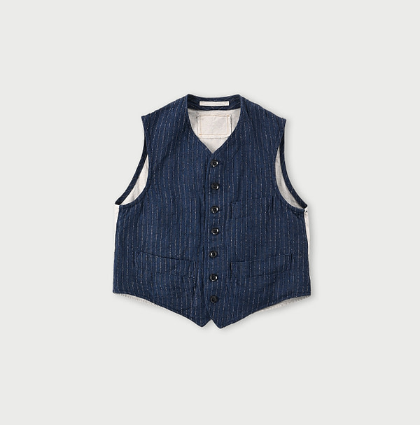 Linen Tweed 908 Vest Navy