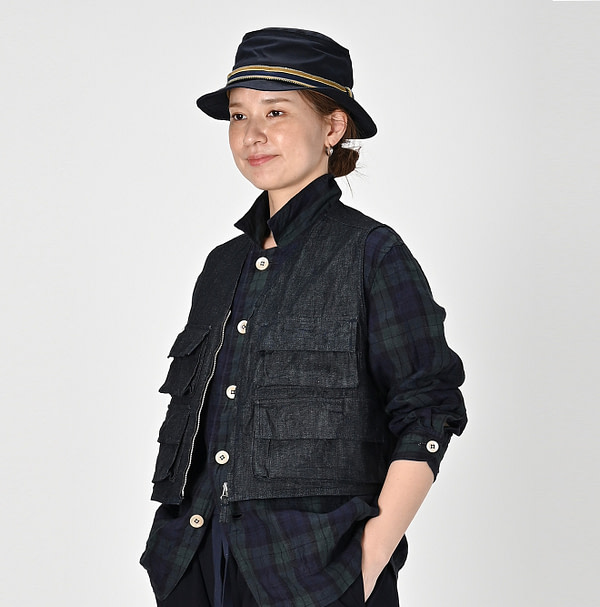 Mon Petite Denim 908 Fisherman Vest Female Model