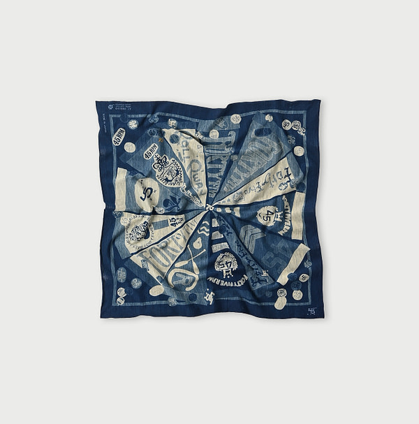 Indigo Tenjiku Bull Flag Bandana Indigo