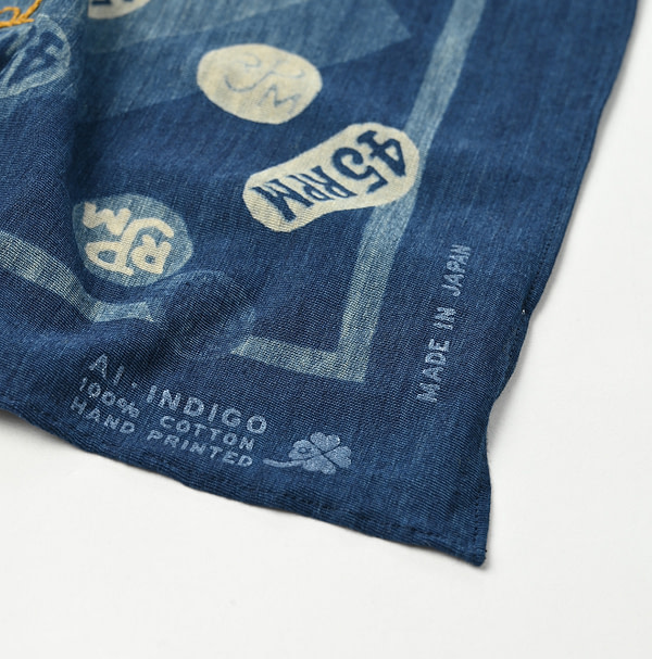 Indigo Tenjiku Bull Flag Bandana Detail