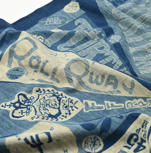 Indigo Tenjiku Bull Flag Bandana Detail