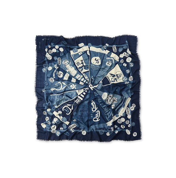 Indigo Supima Aya Bull Flag Furoshiki Indigo