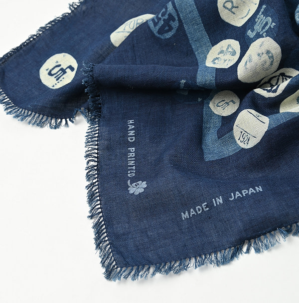 Indigo Supima Aya Bull Flag Furoshiki Detail