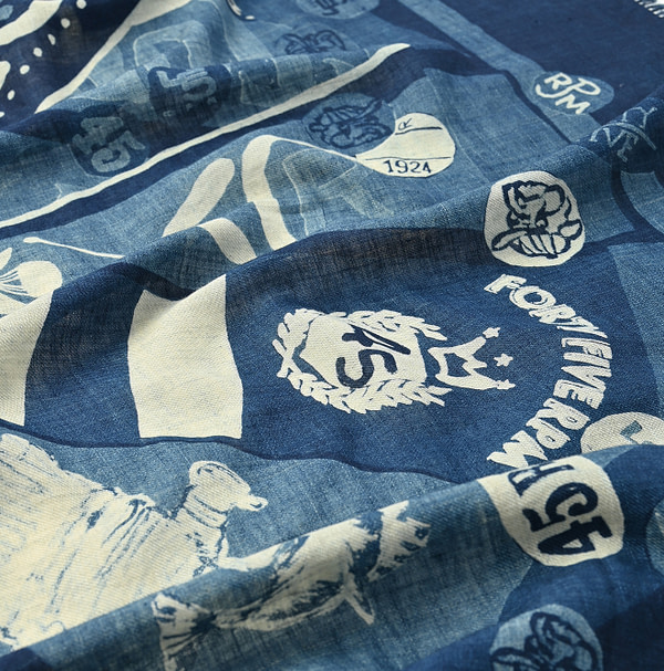 Indigo Supima Aya Bull Flag Furoshiki Detail