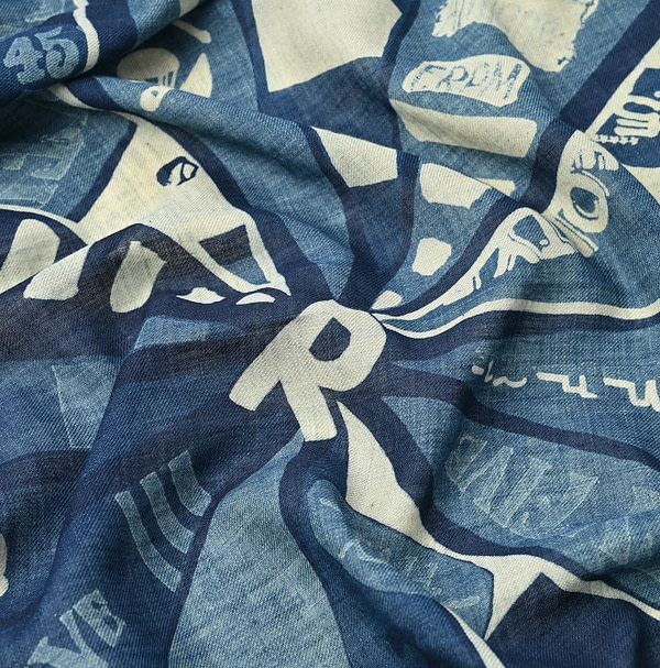 Indigo Supima Aya Bull Flag Furoshiki Detail