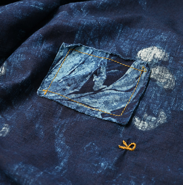 Indigo Eastern Aloha 908 Ocean Petit Collar Pull Shirt Detail