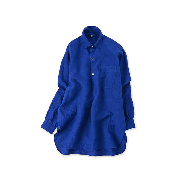 Indian Linen Chambray 908 Grandpa Pull Shirt Blue