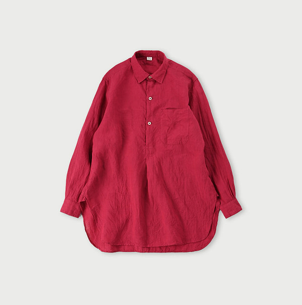 Indian Linen Chambray 908 Grandpa Pull Shirt Pink