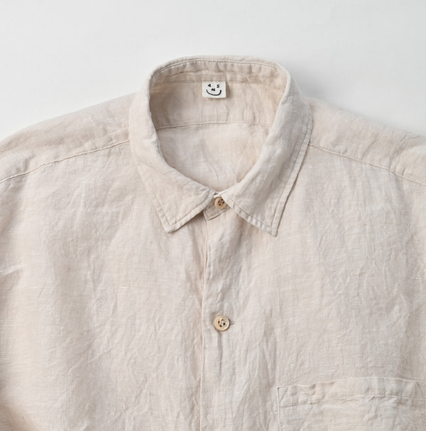 Indian Linen Chambray 908 Grandpa Pull Shirt Detail