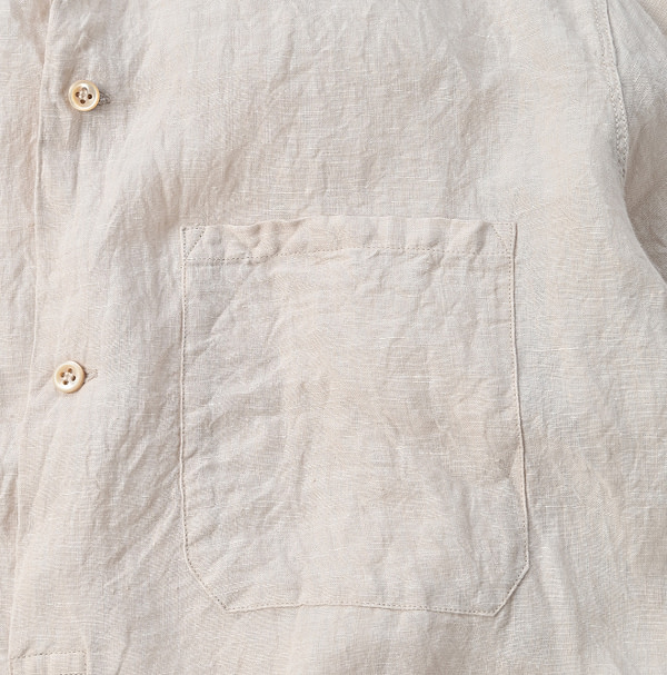 Indian Linen Chambray 908 Grandpa Pull Shirt Detail