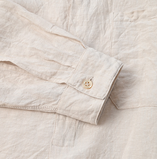 Indian Linen Chambray 908 Grandpa Pull Shirt Detail