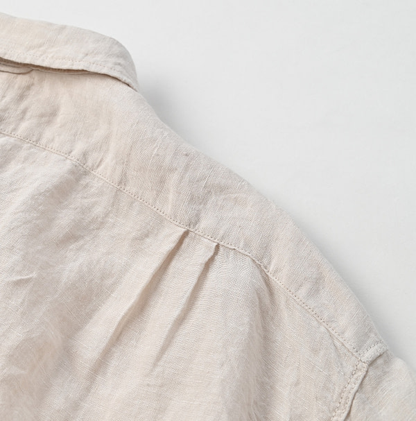 Indian Linen Chambray 908 Grandpa Pull Shirt Detail