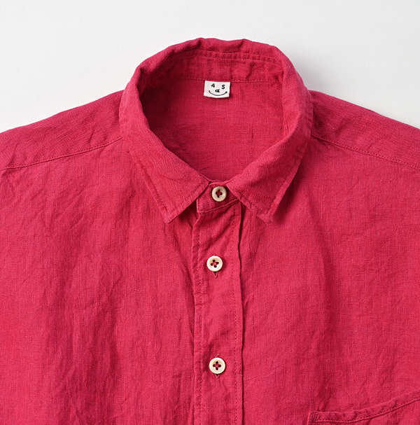 Indian Linen Chambray 908 Petite Collar Ocean Shirt Detail