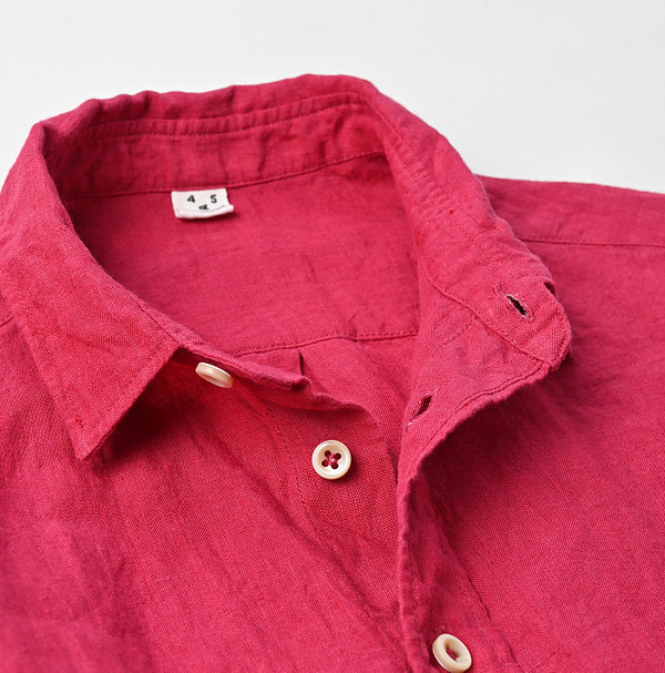 Indian Linen Chambray 908 Petite Collar Ocean Shirt Detail