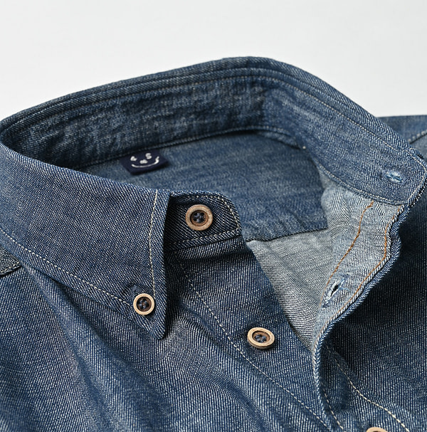 Indigo Dungaree Denim 908 Ocean Button Down Shirt Nou Detail