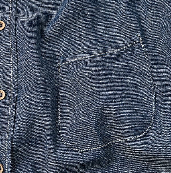 Indigo Dungaree Denim 908 Ocean Button Down Shirt Nou Detail