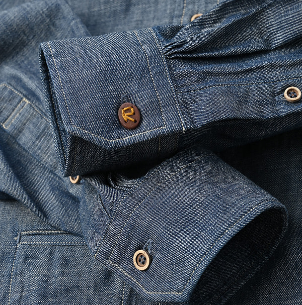 Indigo Dungaree Denim 908 Ocean Button Down Shirt Nou Detail