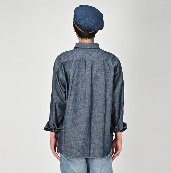 Indigo Dungaree Denim 908 Ocean Button Down Shirt Nou Male Model