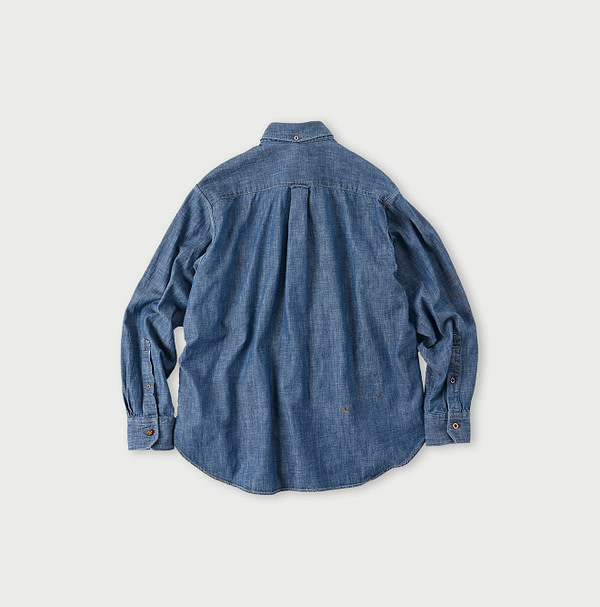 Indigo Dungaree Denim 908 Ocean Button Down Shirt Zyu Back