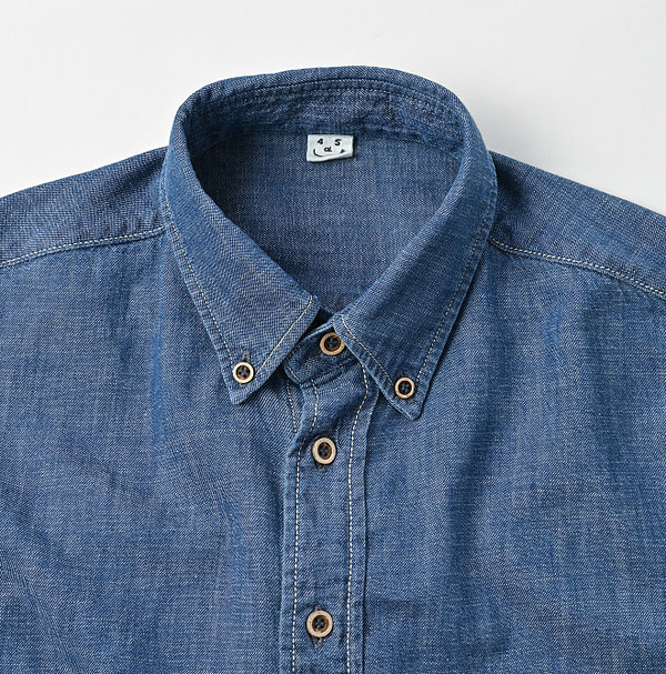 Indigo Dungaree Denim 908 Ocean Button Down Shirt Zyu Detail