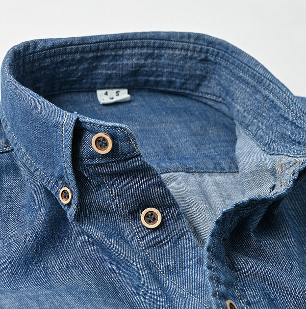 Indigo Dungaree Denim 908 Ocean Button Down Shirt Zyu Detail