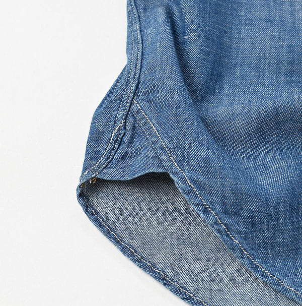 Indigo Dungaree Denim 908 Ocean Button Down Shirt Zyu Detail