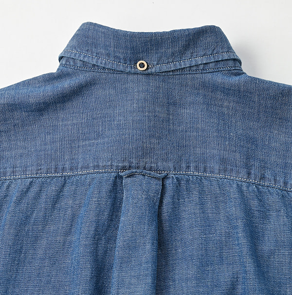 Indigo Dungaree Denim 908 Ocean Button Down Shirt Zyu Detail