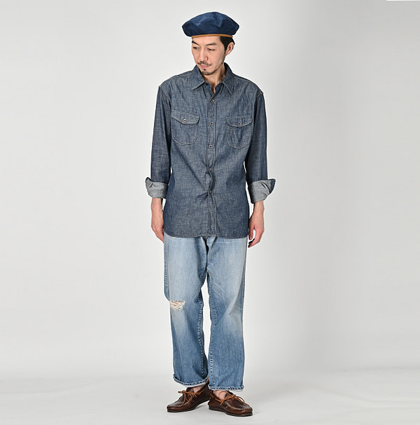 Indigo Dungaree Denim 908 Eastern Shirt Nou Male Model