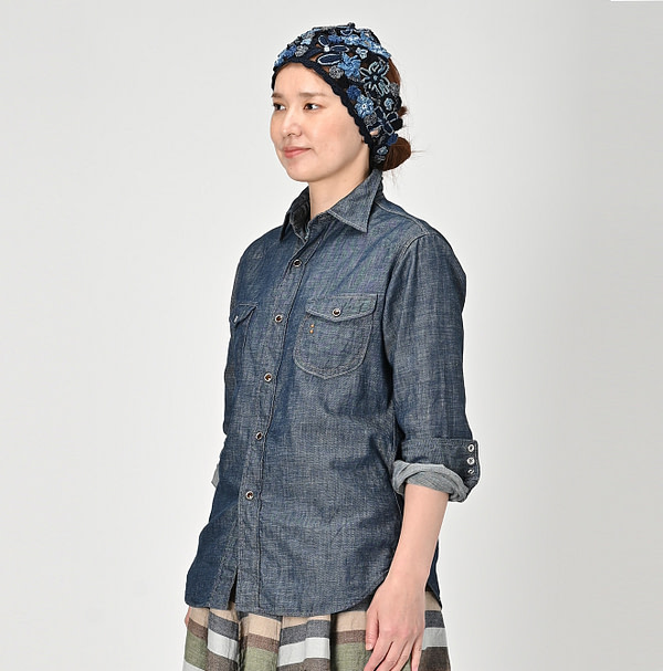 Indigo Dungaree Denim 908 Eastern Shirt Nou Female Model