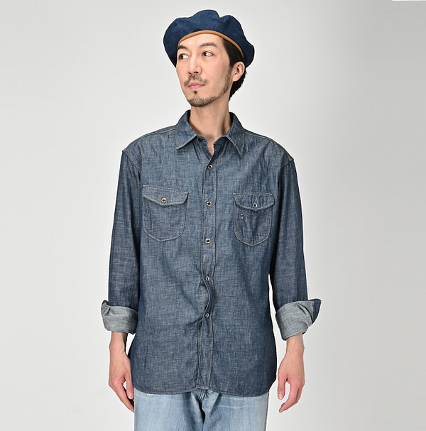 Indigo Dungaree Denim 908 Eastern Shirt Nou Male Model