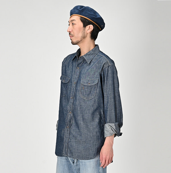 Indigo Dungaree Denim 908 Eastern Shirt Nou Male Model