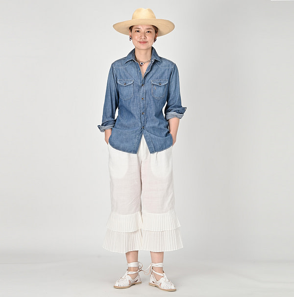 Indigo Dungaree Denim 908 Eastern Shirt Zyu Female Model