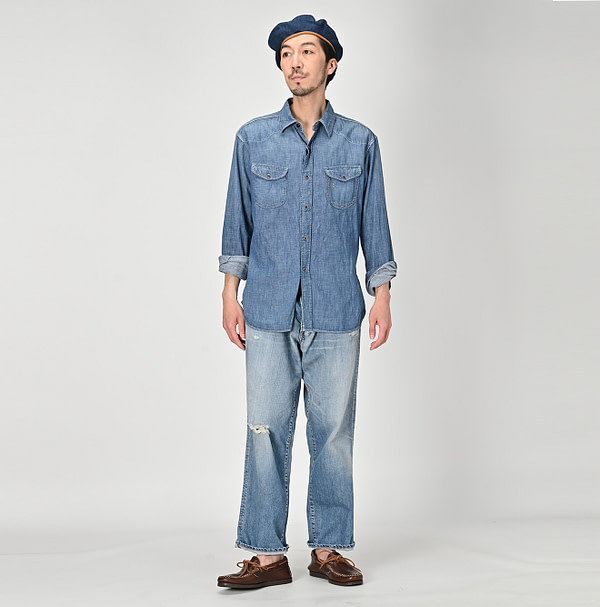 Indigo Dungaree Denim 908 Eastern Shirt Zyu Male Model