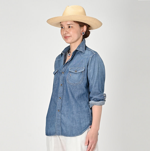 Indigo Dungaree Denim 908 Eastern Shirt Zyu Female Model