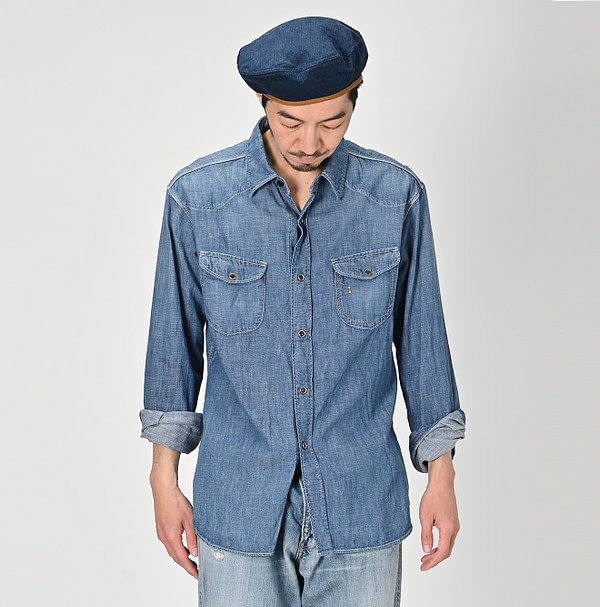 Indigo Dungaree Denim 908 Eastern Shirt Zyu Male Model