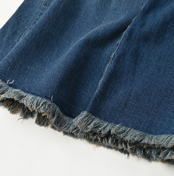 Omugi Denim Crossover Skirt Distressed Detail