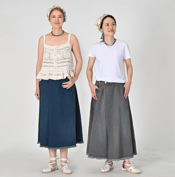 Omugi Denim Crossover Skirt Distressed Female Models