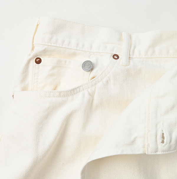 Raimugi Denim Crossover Skirt White Distressed Detail