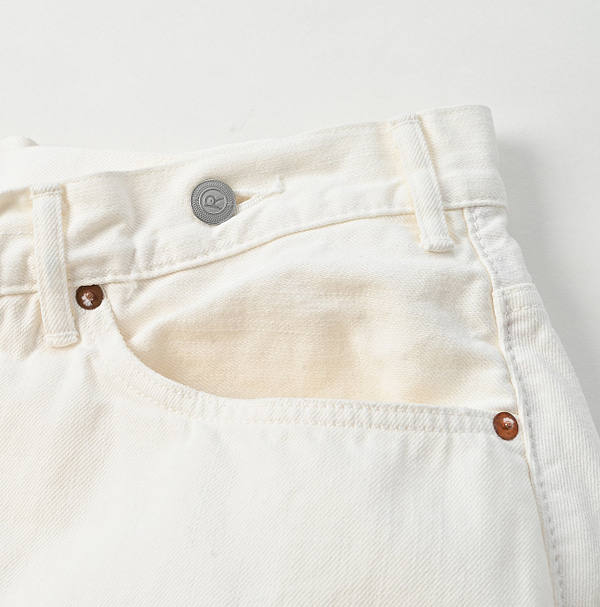 Raimugi Denim Crossover Skirt White Distressed Detail