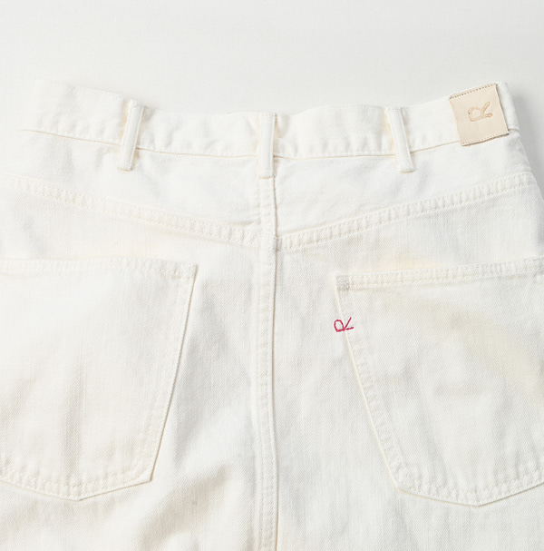 Raimugi Denim Crossover Skirt White Distressed Detail