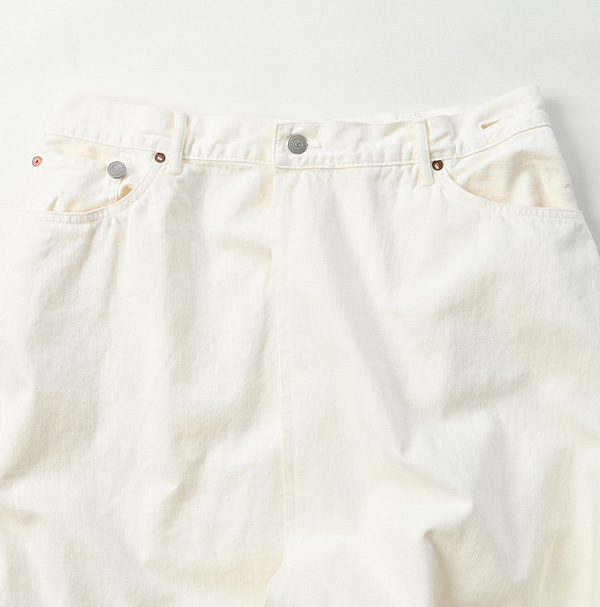 Raimugi Denim Crossover Skirt White Distressed Detail