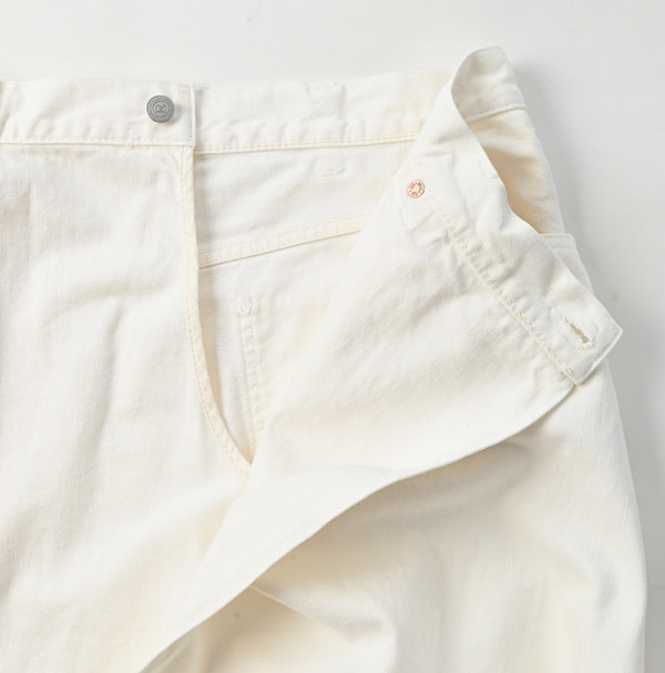 Raimugi Denim Crossover Skirt White Distressed Detail