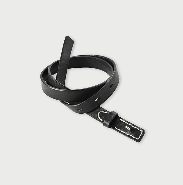 Vintage Leather Belt Thin Black